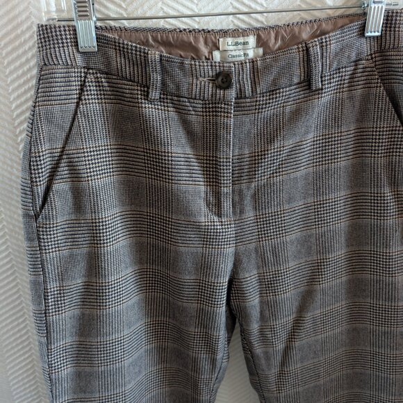 L.L. Bean Cotton Houndstooth Plaid Classic Fit Trousers Size 6 Reg Academia Prep - Picture 4 of 10